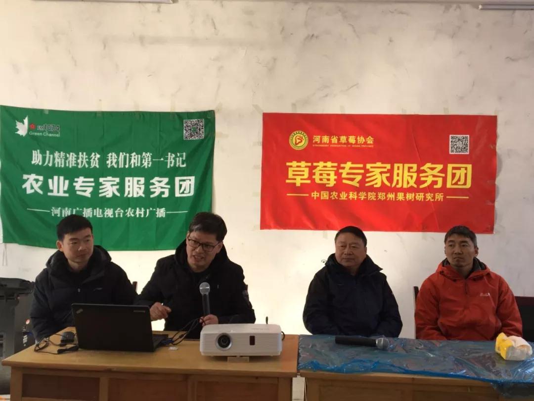 草莓專家團周厚成(左二)、李亮杰(左一)、杜小亮(右一)與農戶互動 草莓專家團周厚成(左二)、李亮杰(左一)、杜小亮(右一)與農戶互動