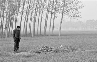 11月21日,高松中站在腦癱雙胞胎兒子墳前。 11月21日,高松中站在腦癱雙胞胎兒子墳前。