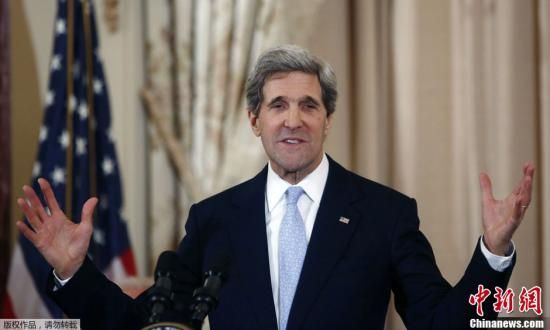 資料圖：當地時間2月6日，美國華盛頓，新任國務卿約翰·克里宣誓就職，副總統拜登出席了就職儀式。