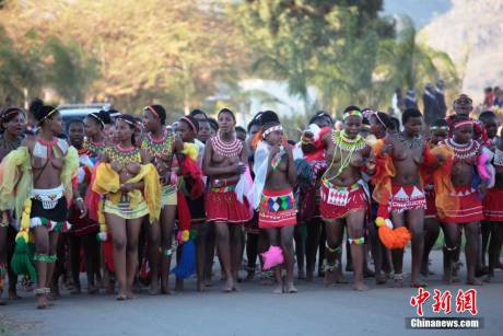 斯威士蘭蘆葦節開選秀女 斯威士蘭蘆葦節開選秀女