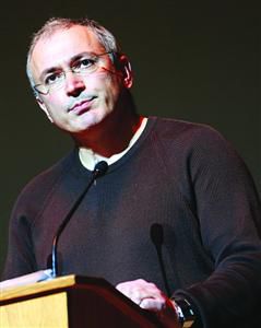 2014年3月10日，烏克蘭，霍多爾科夫斯基在基輔理工大學發表演講。